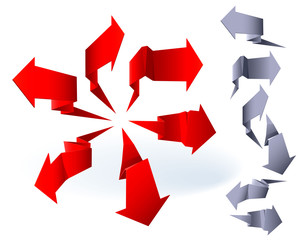 Origami paper arrows. Vector.