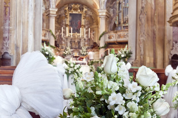 wedding decoration in a church