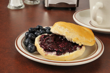 Biscuit with wild blueberry jam