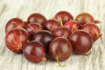 Fresh gooseberries on table close-up
