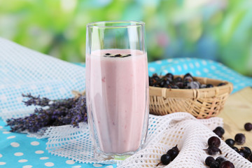 Delicious milk shake with blackberry