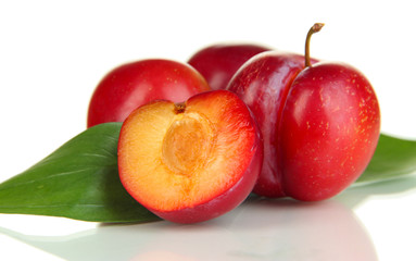 Ripe plums isolated on white