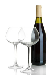 Red wine isolated on white