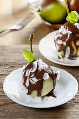 Pears with chocolate sauce