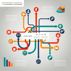 Social media Infographic template graphic elements illustration.