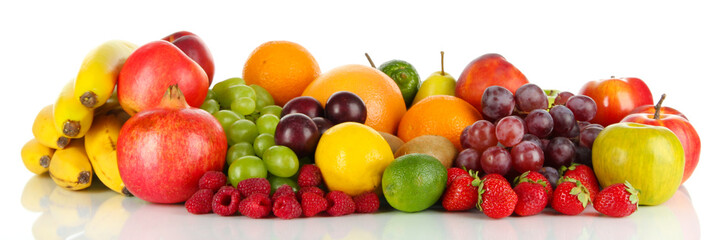 Naklejka na ściany i meble Different fruits isolated on white
