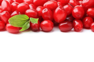 Fresh cornel berries isolated on white