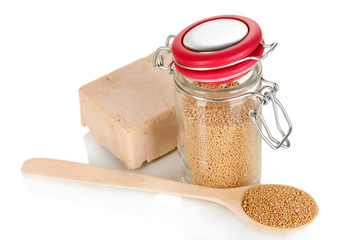 Dry yeast isolated on white