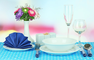 Beautiful table setting for breakfast