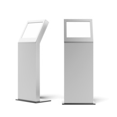 two metal advertising stands