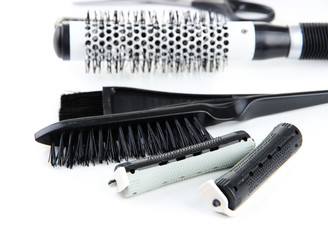 Professional hairdresser tools, isolated on white