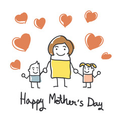 happy mothers day card with cartoons