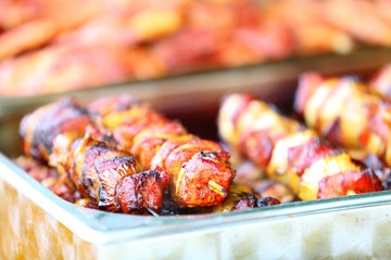 skewers shish kebab other meat on BBQ