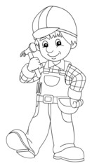 The coloring plate - construction worker