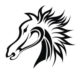 Horse head vector design - black outline