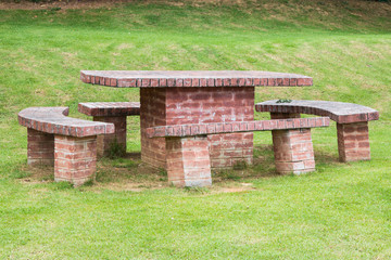 brick table and chairs