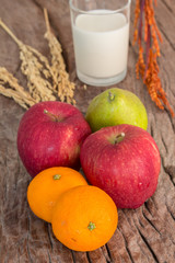 healthy fruits and milk