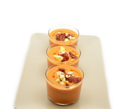 glasses with gazpacho, Spanish traditional food