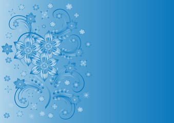 Illustration of abstract blue flowers with background