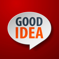 Good idea 3d Speech Bubble on red background