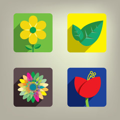 Colorful Flower icon set