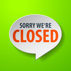 Closed 3d Speech Bubble on green background