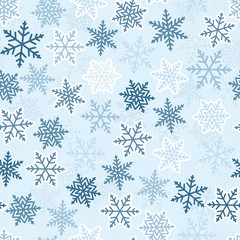 Winter seamless pattern, ornamental snowflakes.