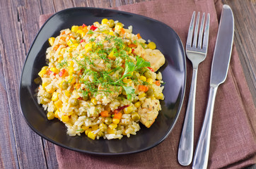 rice with meat and vegetables