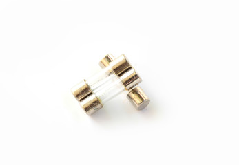 Electrical fuse isolated white background