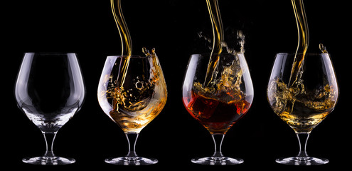 Cognac or brandy full and empty glass