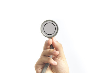 Close-up of  doctor using stethoscope , focus on stethoscope