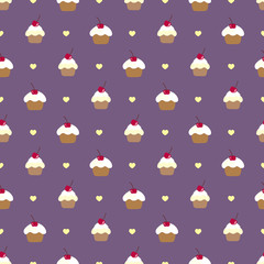 Cupcake seamless vector pattern.