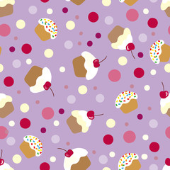 Cupcake seamless vector pattern.