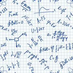 Seamless pattern physic formulas handwritting