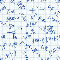 Seamless pattern physic formulas handwritting