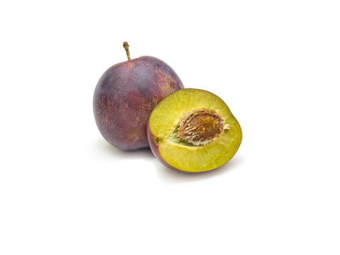 Ripe plum with bone