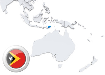 Map of Timor with national flag