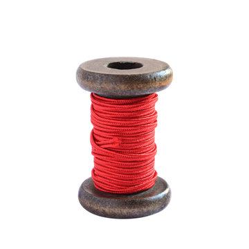 Red Twine Spool On White Background