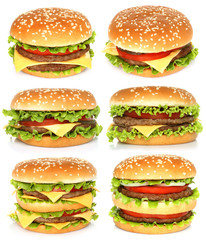 Big hamburgers on white background .
