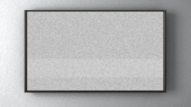 TV on the wall,  turning channels with a remote control. 3d