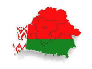 Fototapeta premium Three-dimensional map of Belarus.