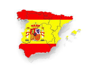Three-dimensional map of Spain.