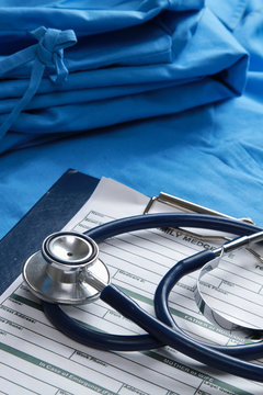 Doctor's stethoscope on the form