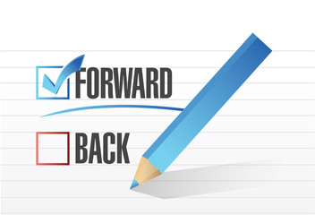 forward over back. checkmark illustration