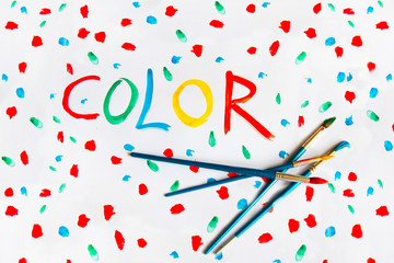 paints and brushes, bright color