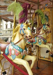 Fototapeta na wymiar A horse at a merry-go-round
