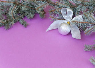 Christmas decoration on pink background