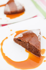 chocolate cake with caramel sauce