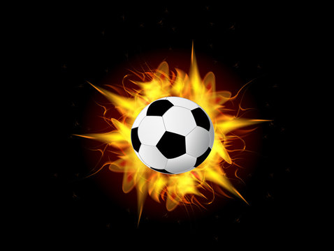 Vector soccer ball in fire flame