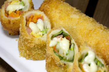 deep Fried roll salad mix meal